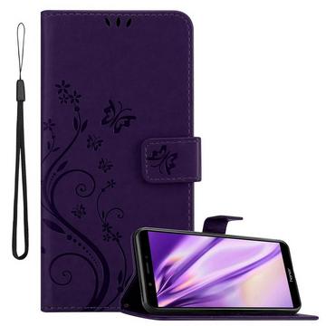 Housse compatible avec Honor 7C / Huawei Y7 2018 - Coque de protection au design floral avec fermeture magnétique, fonction de support et emplacements pour cartes