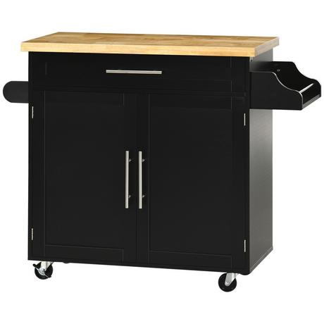 Northio Carrello Da Cucina Carrello Da Servizio Con Piano Di Lavoro Carrello Da Cucina Con Portaspezie, Porta Asciugamani Per Soggiorno Sala Da Pranzo Nero 109 X 40 X 89 Cm  