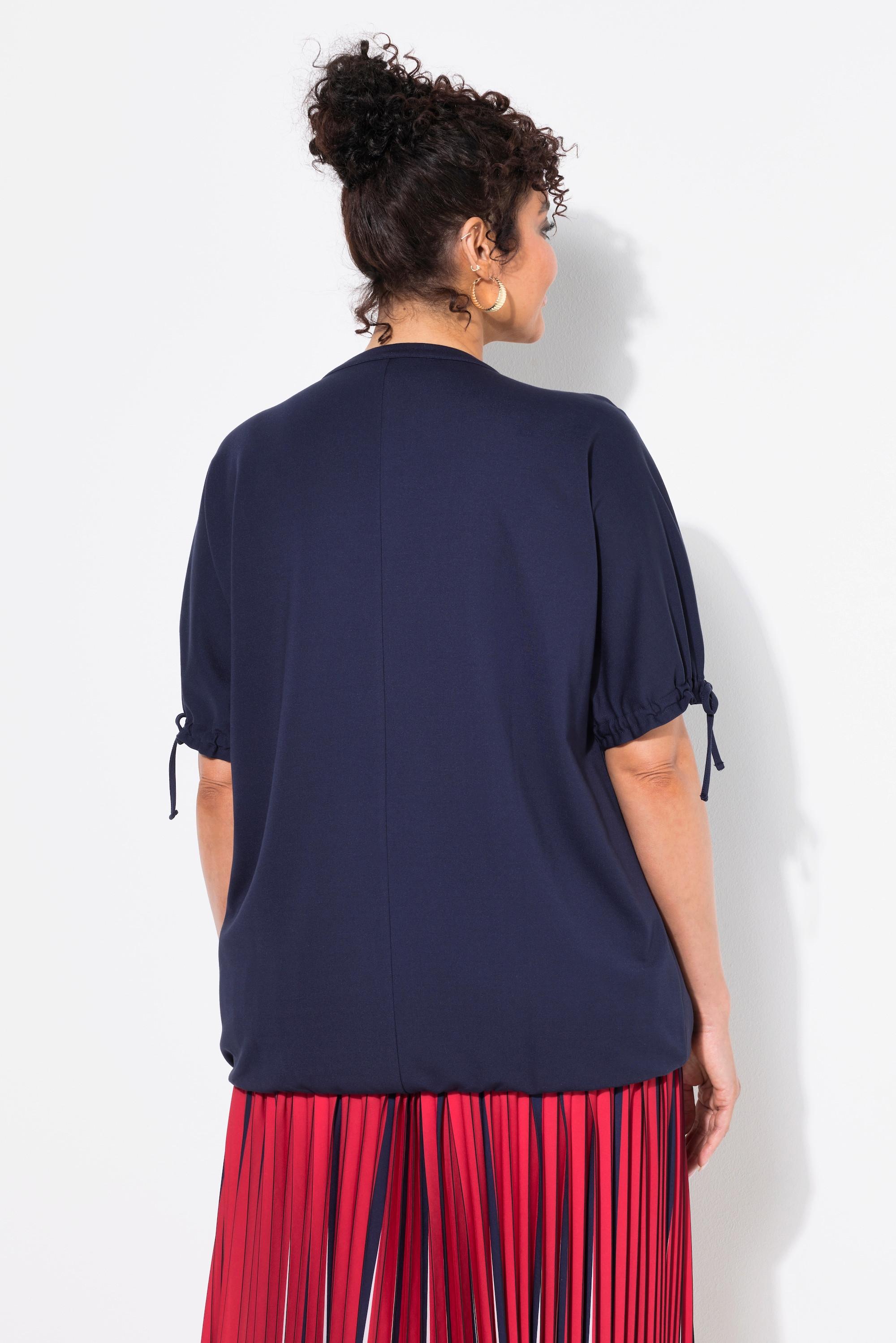 Ulla Popken  Sweat-shirt oversize, col tunisien et manches courtes 