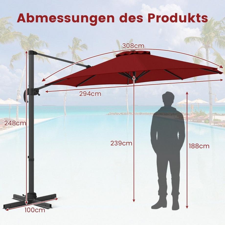 Verstellbarer Terrassenschirm drehbar