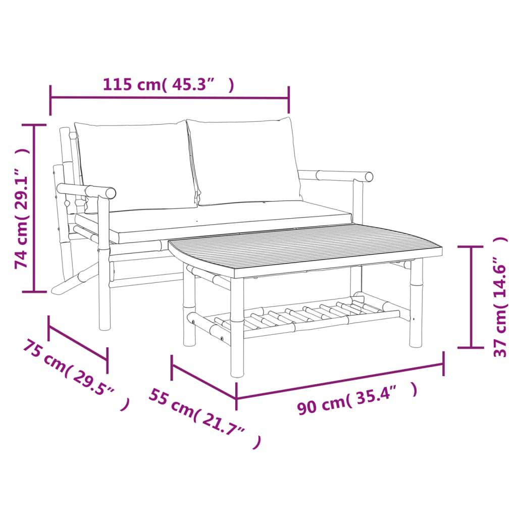 VidaXL Garten lounge set bambus  