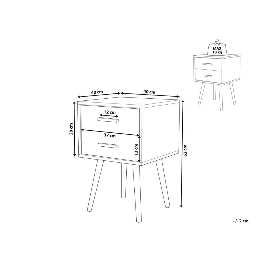 Beliani Nachttisch mit 2 Schubladen aus MDF-Platte Klassisch ALABAMA  