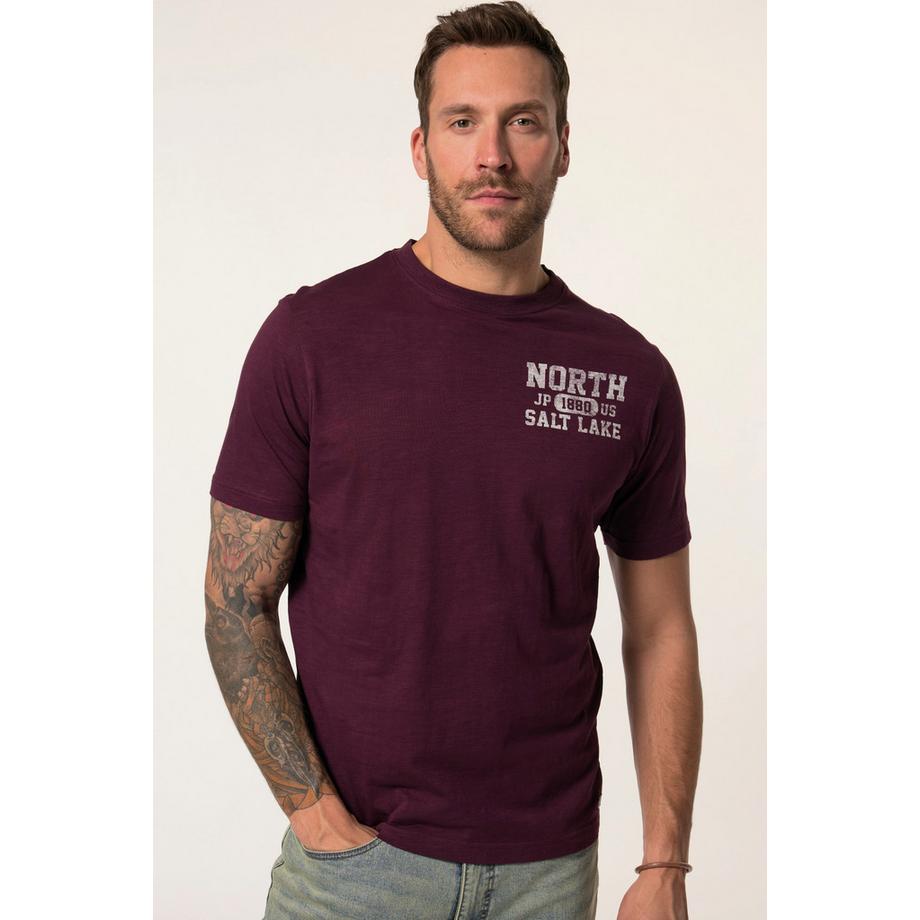 JP1880 T-shirt in jersey fiammato mezze maniche con stampa davanti e dietro  