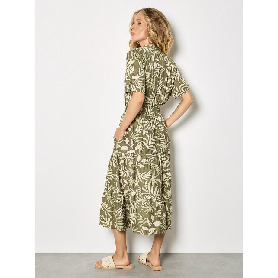 APRICOT Midi-Kleid Tropisches Blattmuster Reissverschluss  