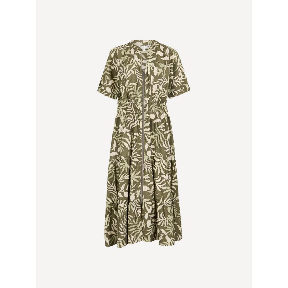 APRICOT Midi-Kleid Tropisches Blattmuster Reissverschluss  