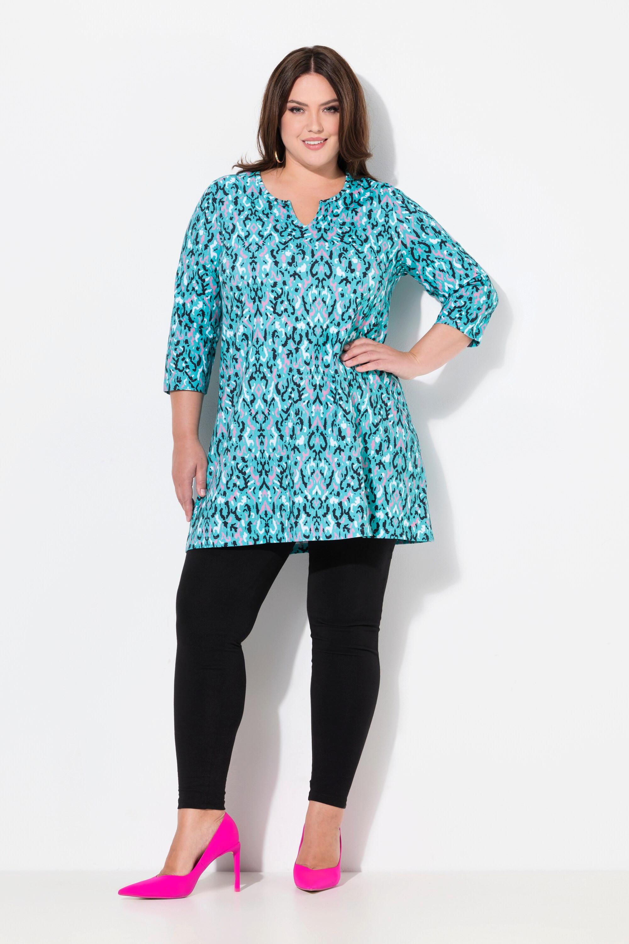 Ulla Popken  Longshirt, A-Linie, Tunika-Ausschnitt, 3/4-Arm 