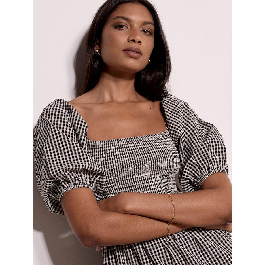 APRICOT Milchmädchen-Midaxi-Kleid aus Baumwoll-Gingham  