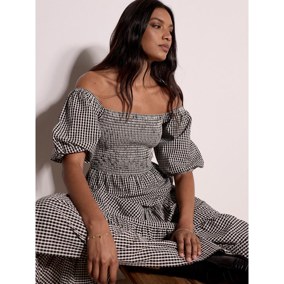 APRICOT Milchmädchen-Midaxi-Kleid aus Baumwoll-Gingham  