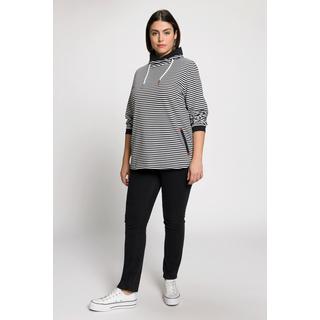 Ulla Popken  Sweat-shirt à rayures, coupe Classic Fit, col montant et manches longues 