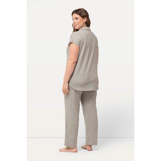 Ulla Popken  Pyjama, Oversized, Hemdkragen, V-Ausschnitt, Halbarm 