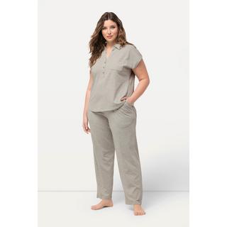 Ulla Popken  Pyjama, Oversized, Hemdkragen, V-Ausschnitt, Halbarm 