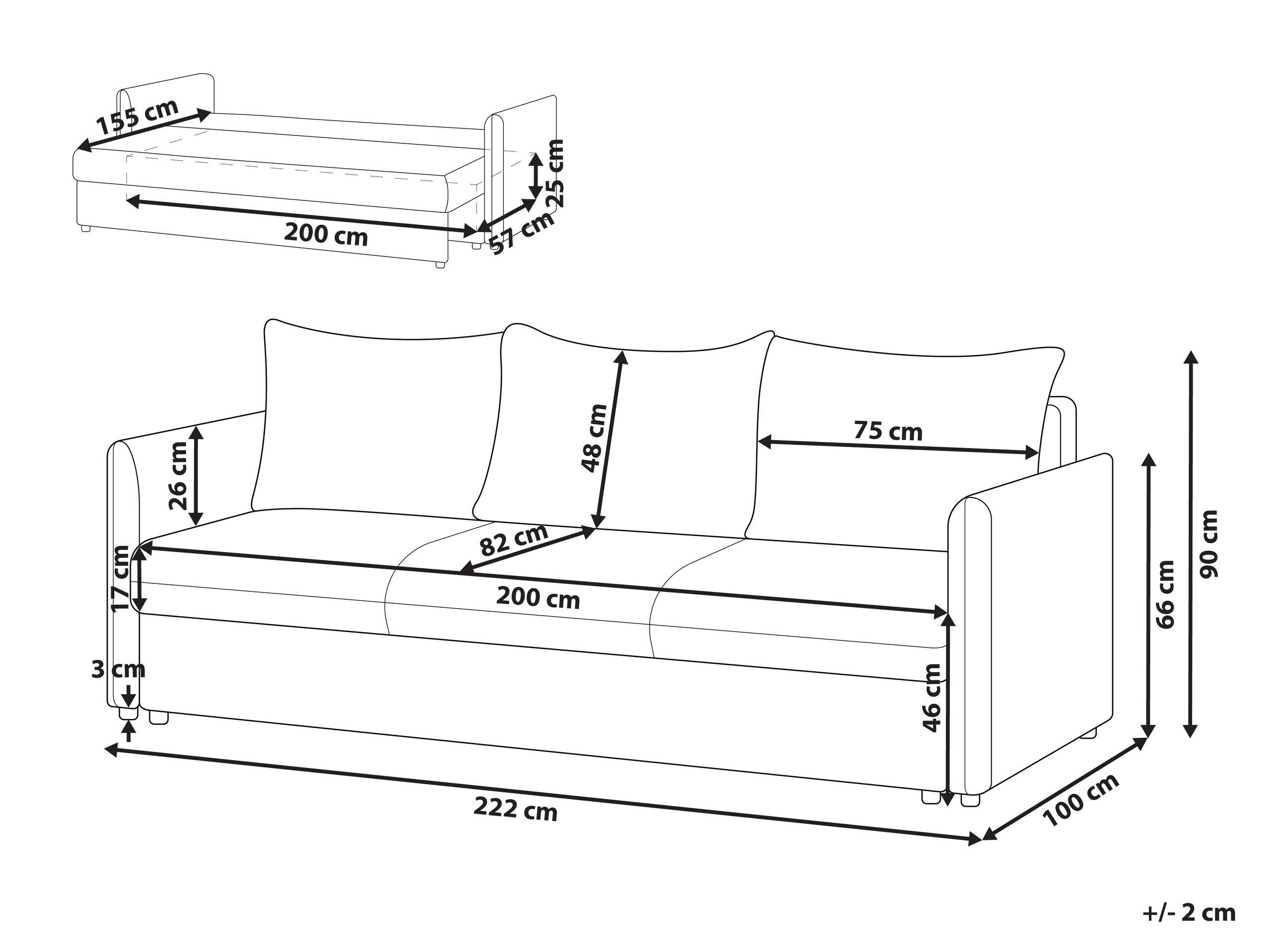 Beliani Schlafsofa aus Polyester Klassisch HOLSEN  