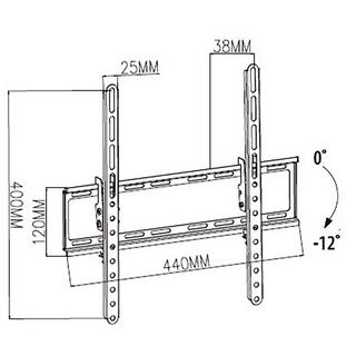 Nedis  Neigbare TV-Wandhalterung | 23-55" | Maximal unterstütztes Gewicht des Bildschirms: 35kg | Neigbar: 12° | Minimaler Wandabstand: 38mm | Stahl | Schwarz 