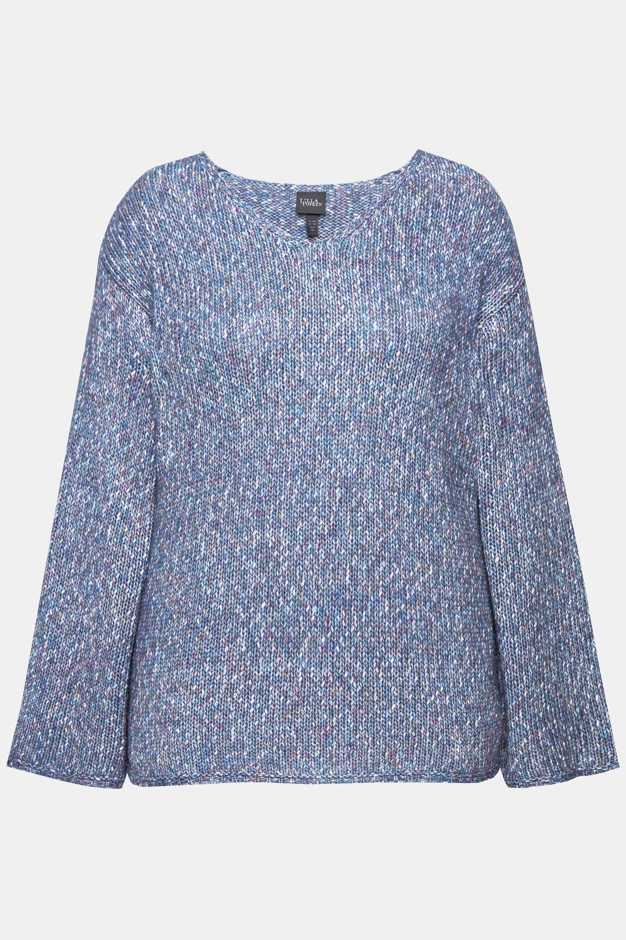 Ulla Popken  Pullover, melierter Feinstrick, V-Ausschnitt, Langarm 