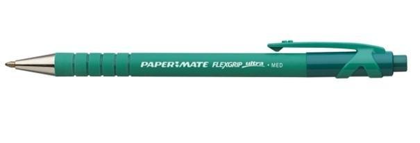 Papermate  Papermate Flexgrip Ultra Vert Stylo à bille rétractable avec clip Moyen 12 pièce(s) 