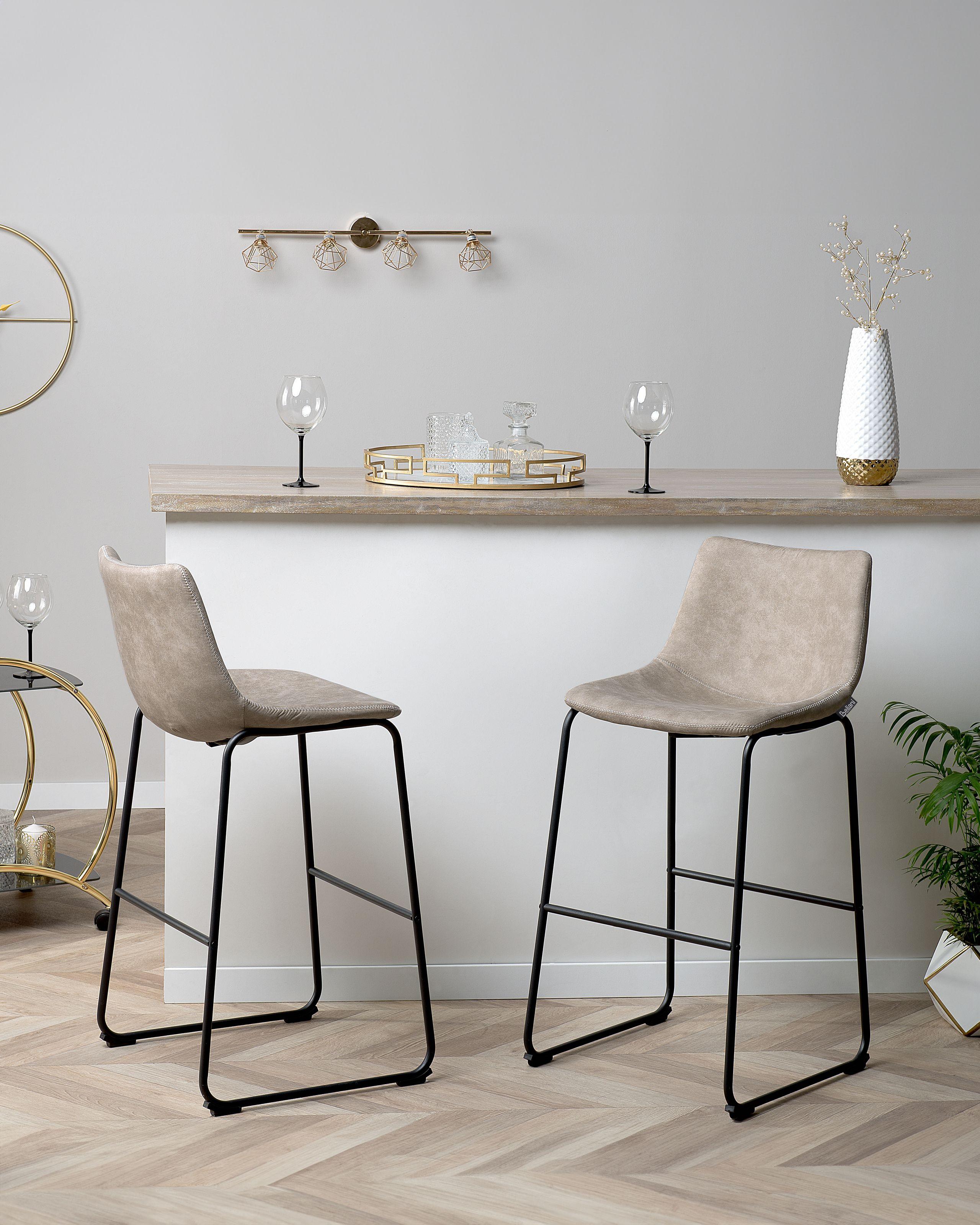 Beliani Set di 2 sedie alte en Tessuto Moderno FRANKS  