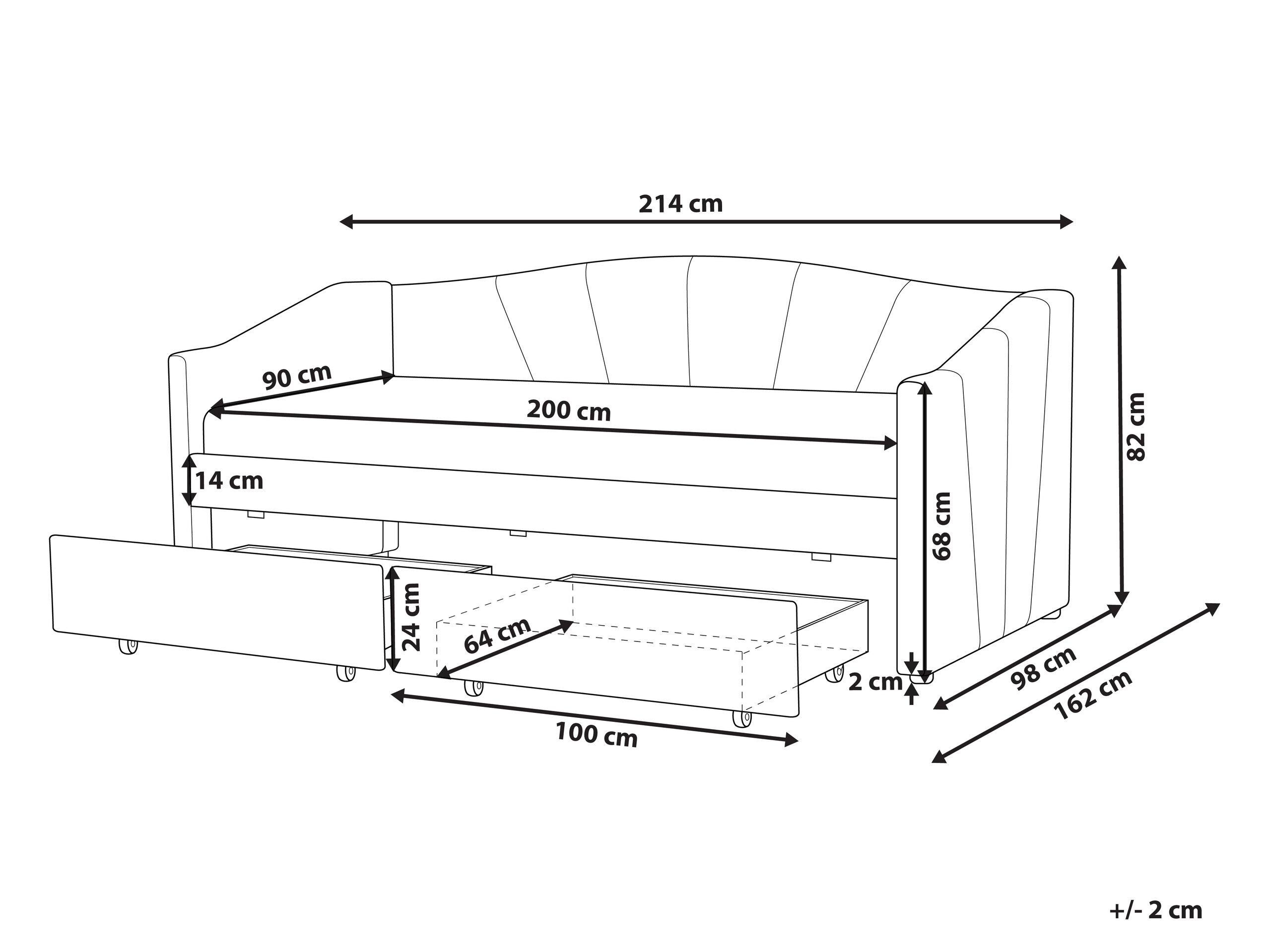 Beliani Tagesbett mit Stauraum aus Stoff Klassisch VITTEL  