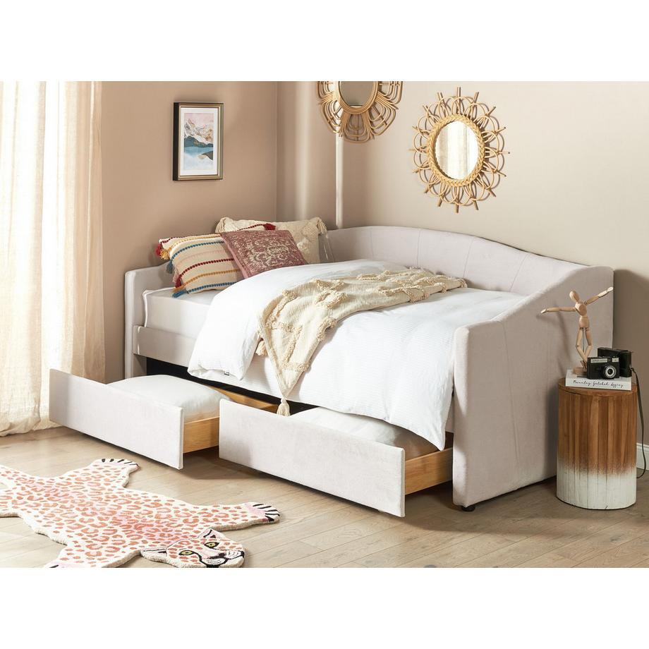 Beliani Letto da giorno con contenitore en Tessuto Classico VITTEL  