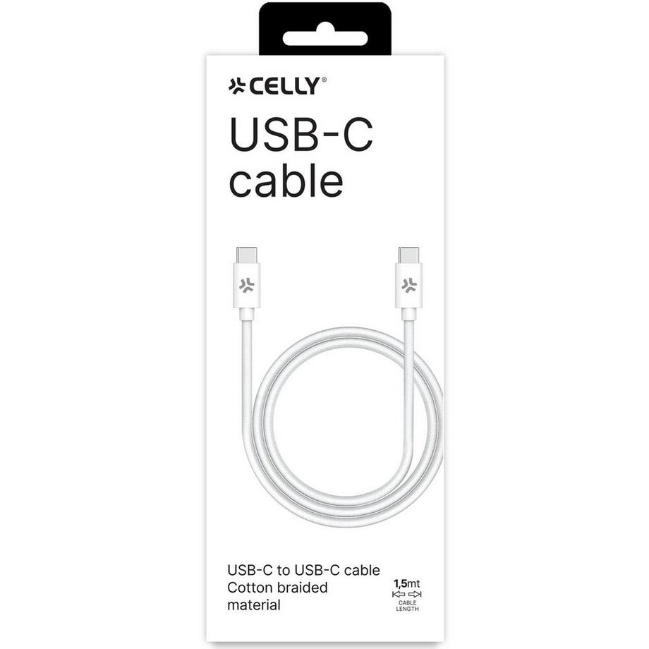 Celly  USB-C - USB-C-Kabel 60 W 1,5 m Weiß 
