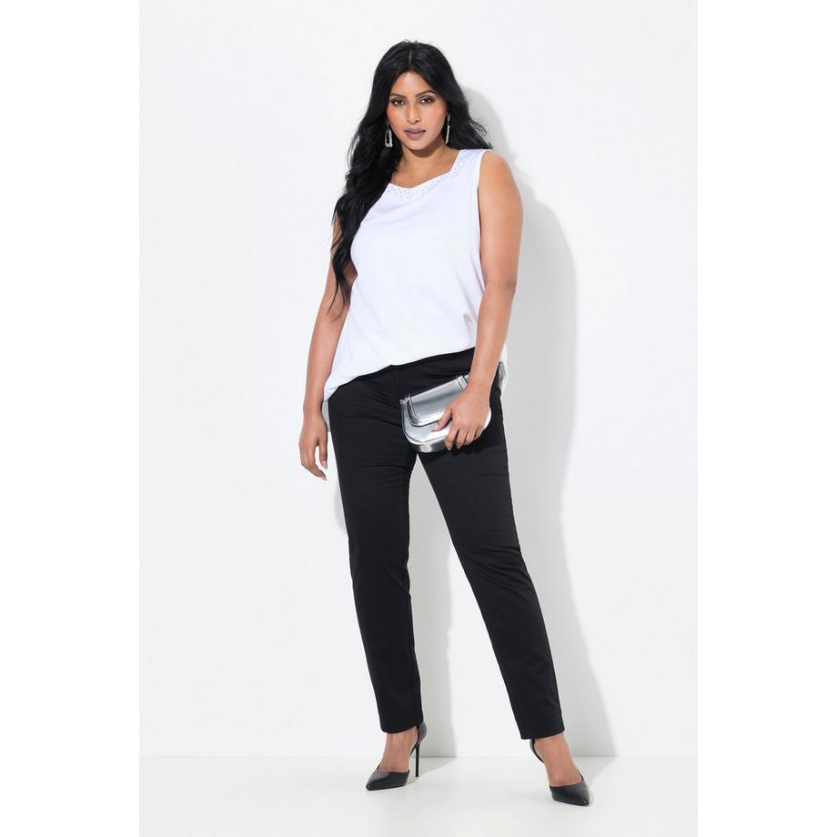 Ulla Popken Pantaloni Chino Slim Fit Vita Elastica Spacchetti Orlo  