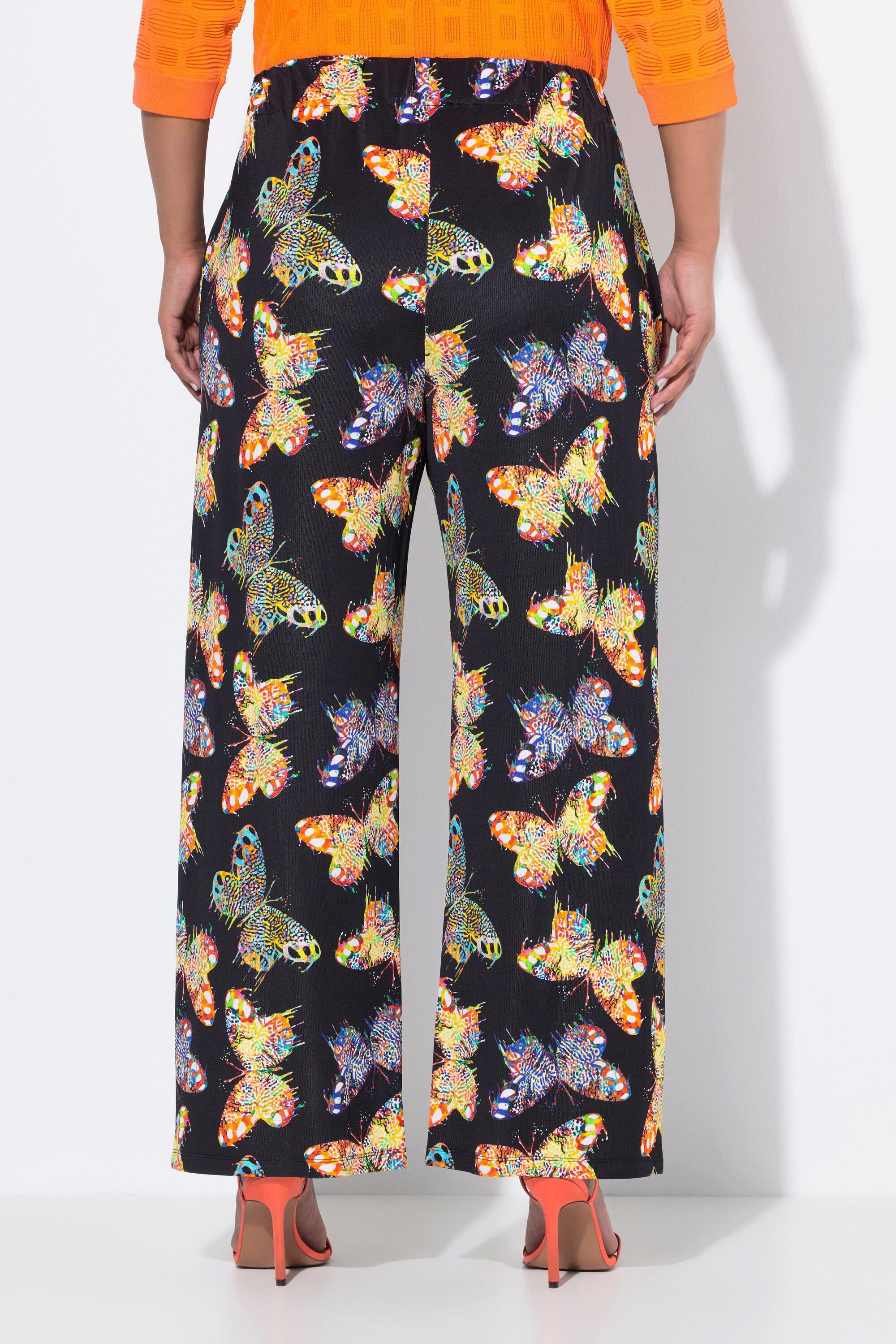 Ulla Popken Pantalon Fluide Papillons Jambe Large Taille Élastique  