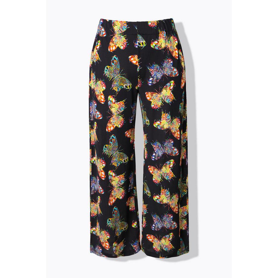 Ulla Popken Pantalon Fluide Papillons Jambe Large Taille Élastique  