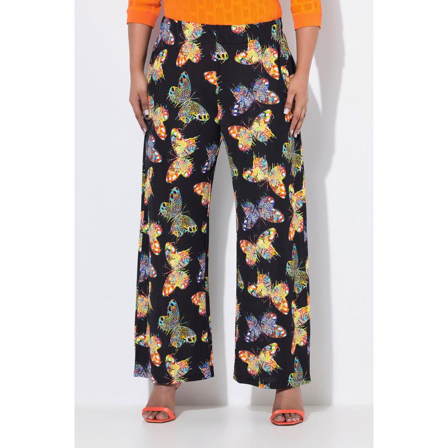 Ulla Popken Pantalon Fluide Papillons Jambe Large Taille Élastique  