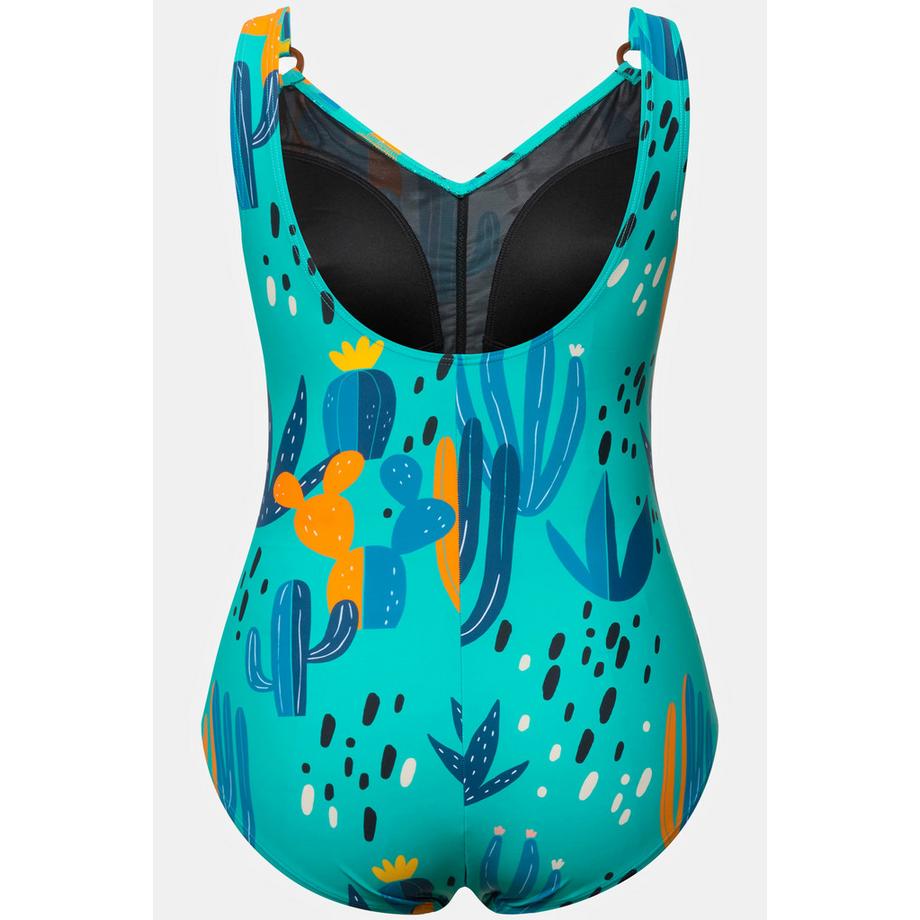 Ulla Popken Costume da bagno Stampa Cactus Coppe Morbide Anelli Decorativi  