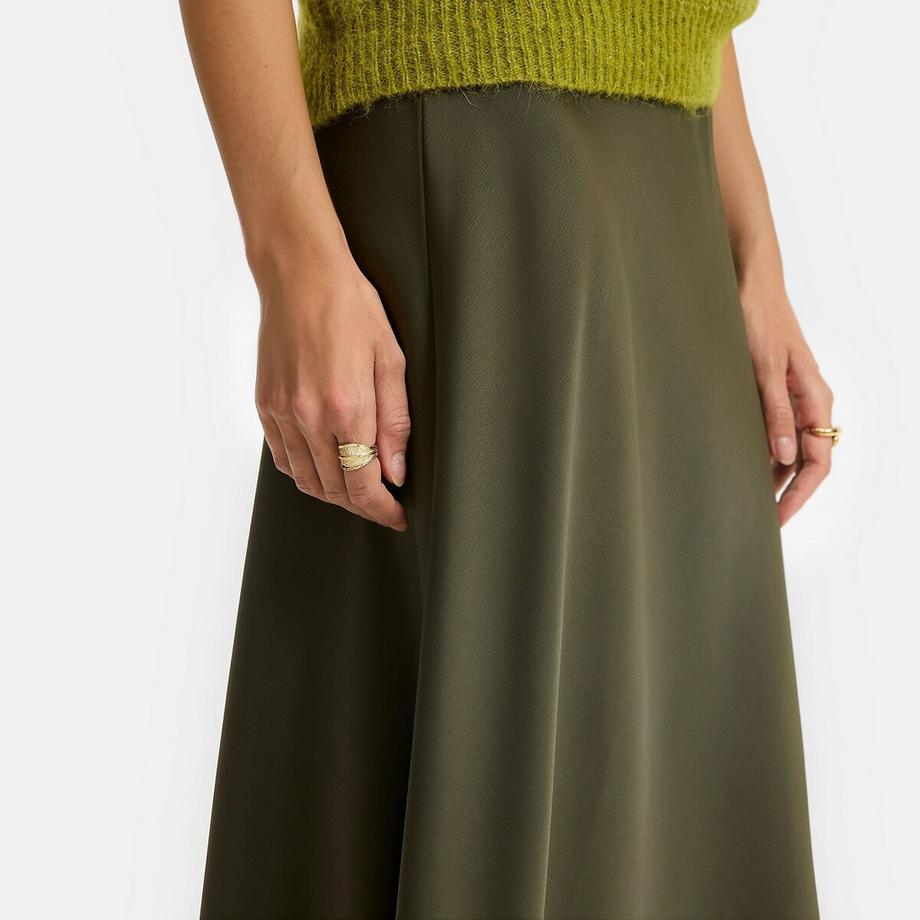 La Redoute Collections Jupe midi évasée en satin mat à taille élastiquée  