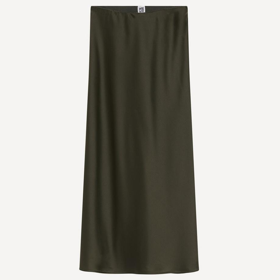La Redoute Collections Jupe midi évasée en satin mat à taille élastiquée  