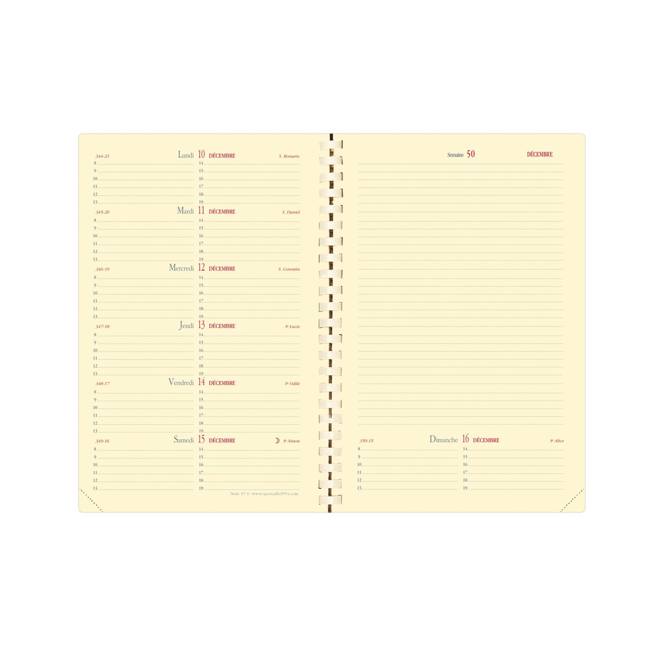 Quo Vadis Quo Vadis - Agenda - Spiralé - 2025 - Note 15 S - Semainier Notes - Français - Soho - Rose - 12 mois et 1/2 de mi-décembre à décembre - 10x15 cm - Papier Clairefontaine ivoire - Fabrication française  