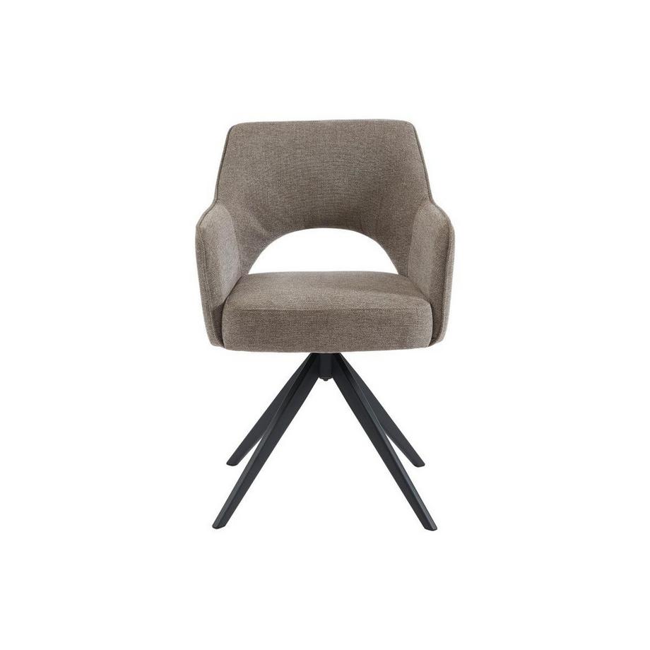 Vente-unique Sedia girevole con braccioli in Tessuto e Metallo Tortora - KONYA  