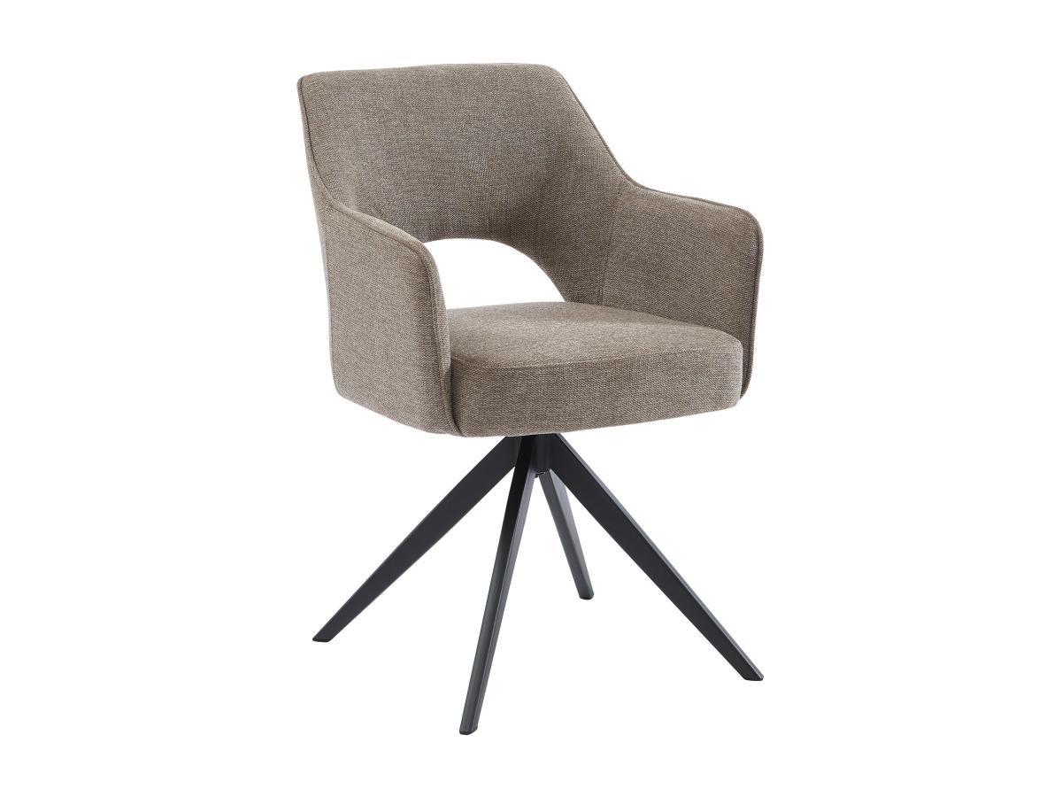 Vente-unique Sedia girevole con braccioli in Tessuto e Metallo Tortora - KONYA  