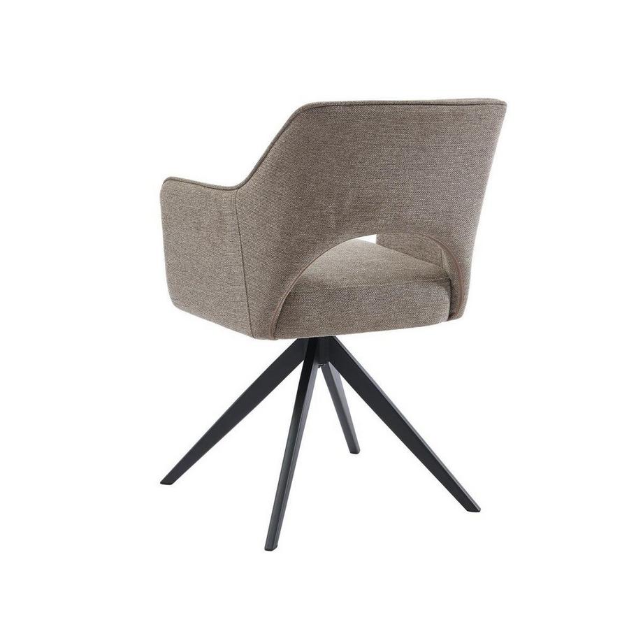 Vente-unique Sedia girevole con braccioli in Tessuto e Metallo Tortora - KONYA  