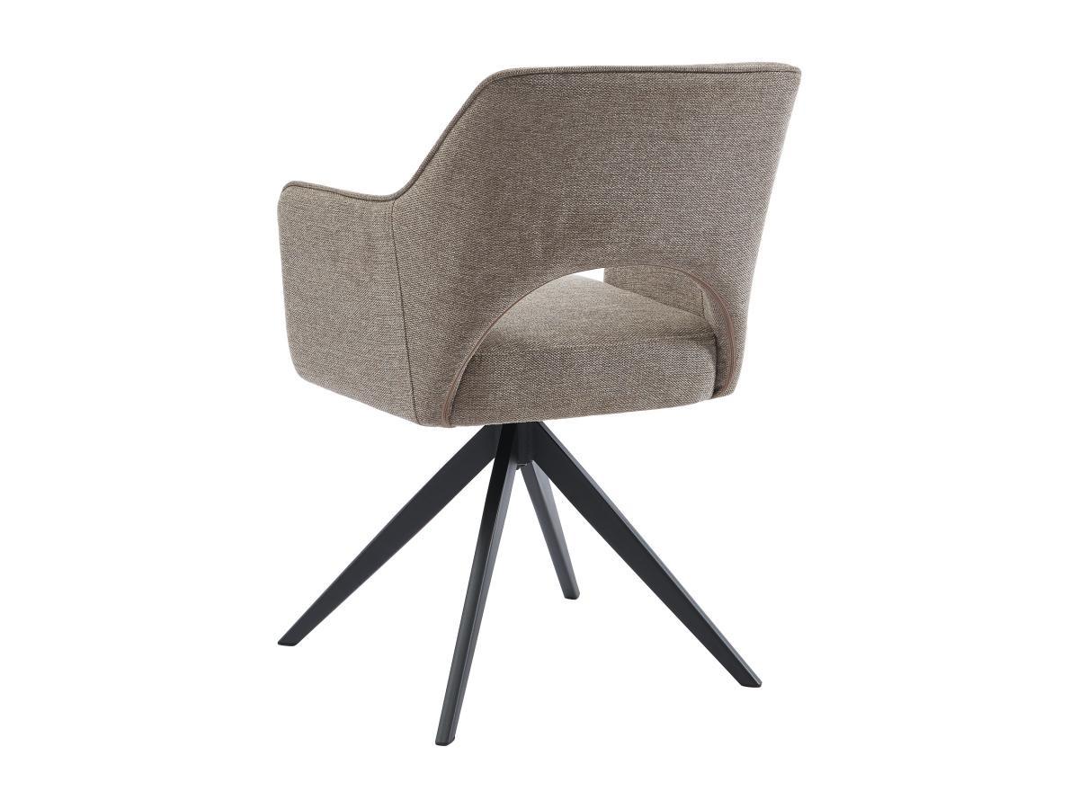 Vente-unique Sedia girevole con braccioli in Tessuto e Metallo Tortora - KONYA  