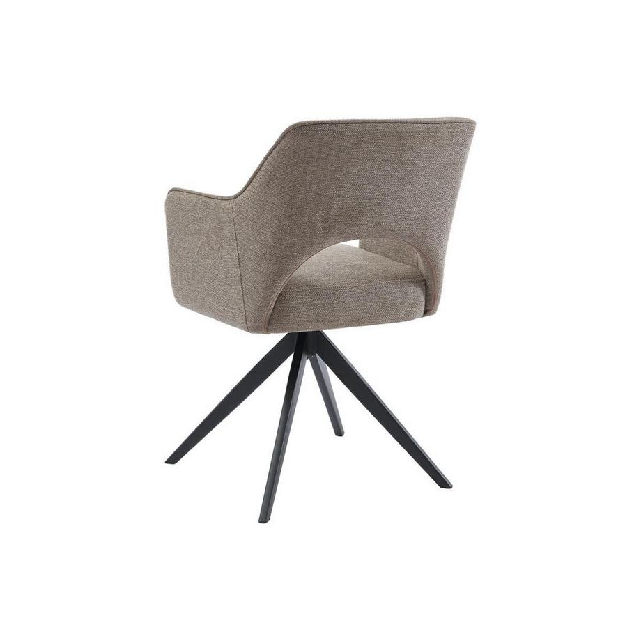 Vente-unique Sedia girevole con braccioli in Tessuto e Metallo Tortora - KONYA  