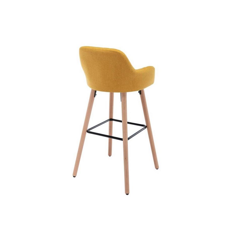 Vente-unique Tabouret de bar en tissu et pieds bois de hêtre - Jaune - ELEANA  