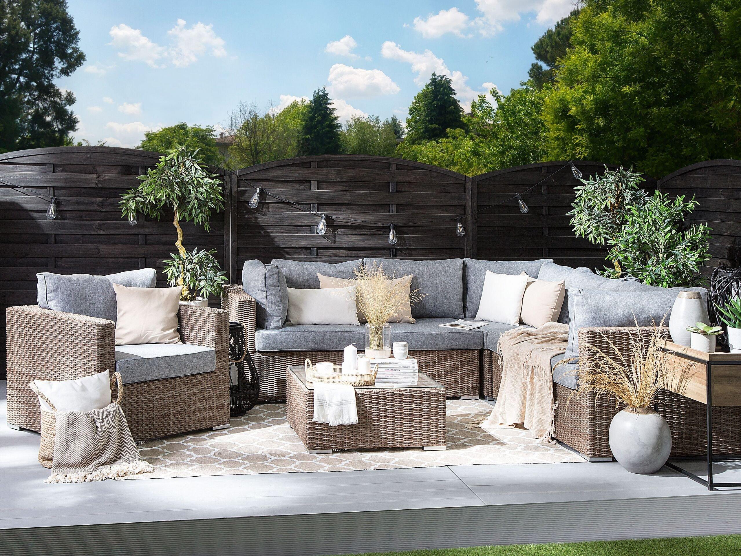 Beliani Set lounge pour jardin en Polyrotin Boho CONTARE  