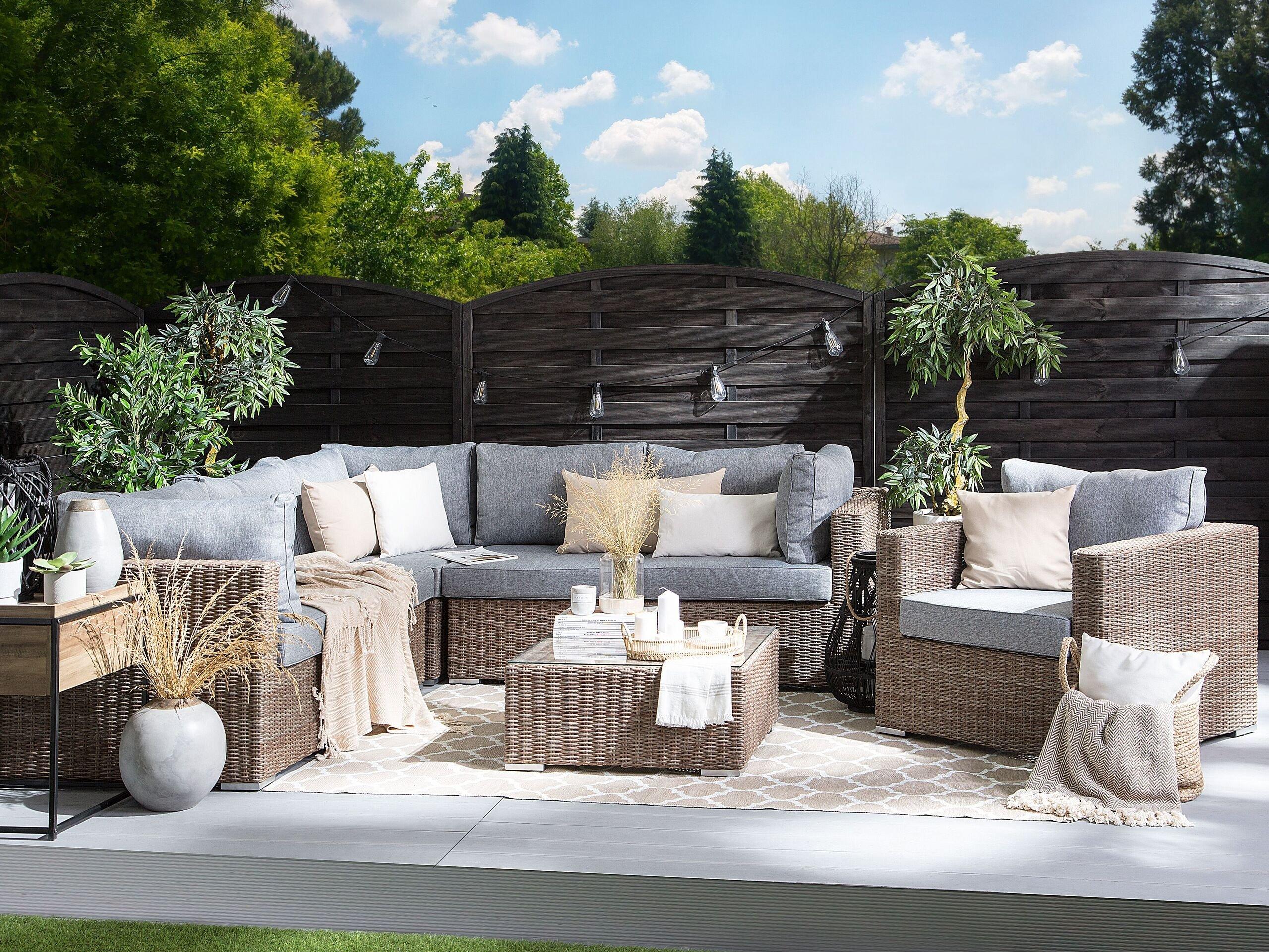 Beliani Set lounge pour jardin en Polyrotin Boho CONTARE  