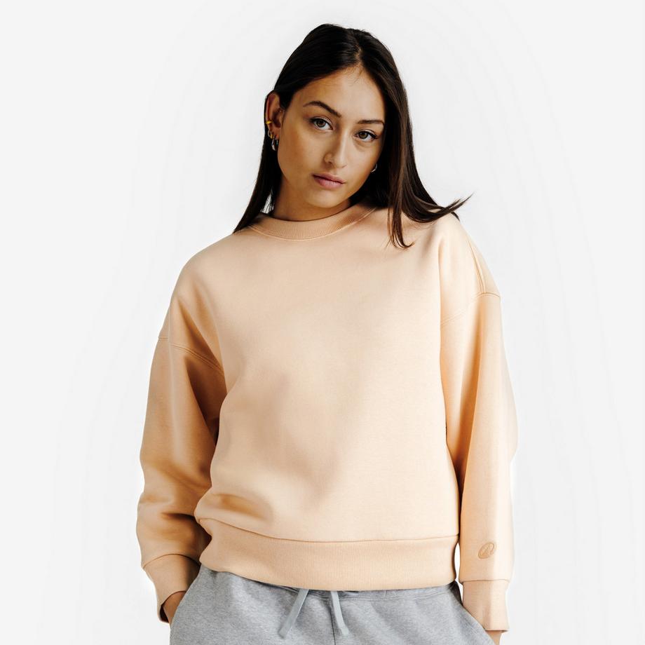 Sweat col rond femme, Elementals, beige