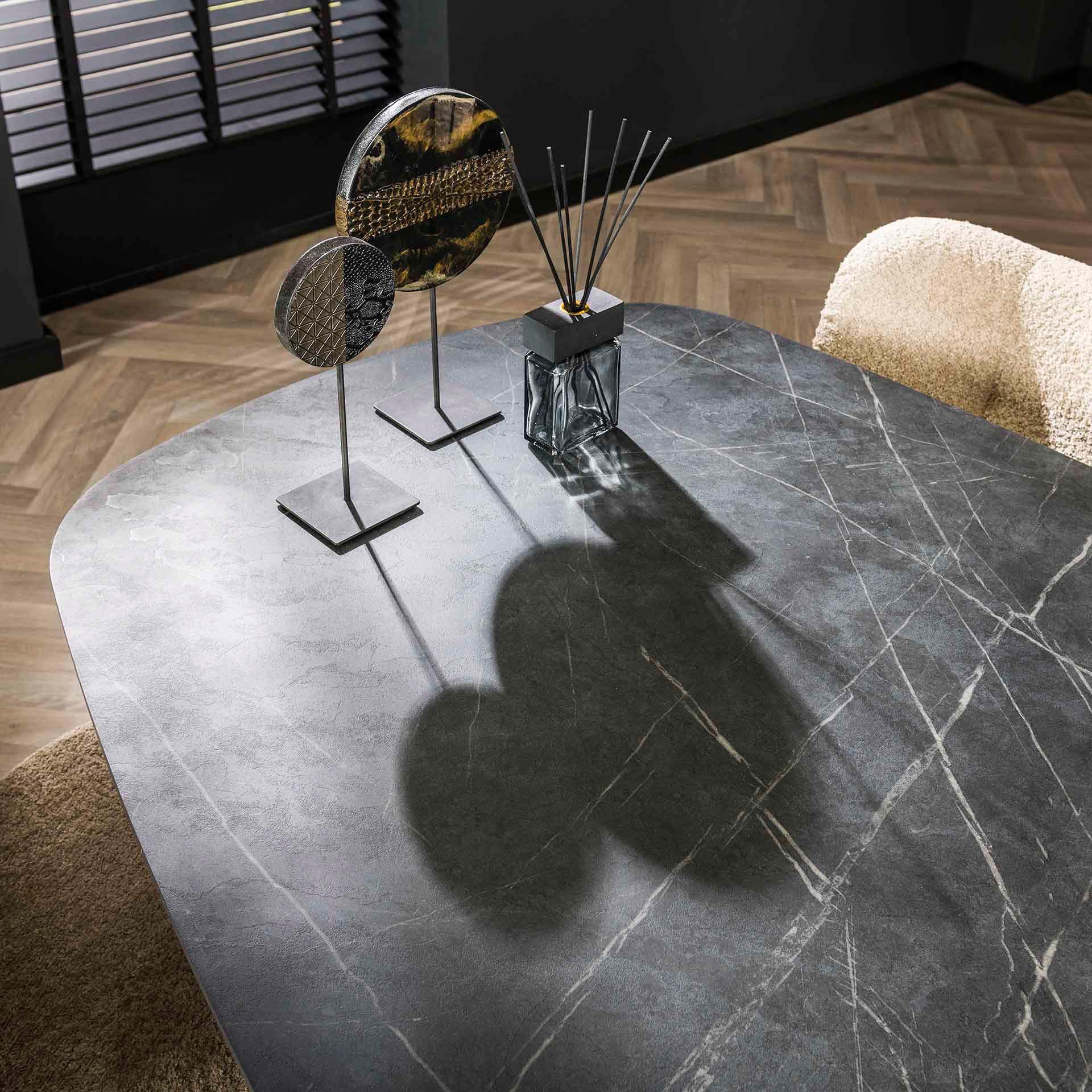mutoni Table à manger Danemark ovale aspect marbre 215x105  