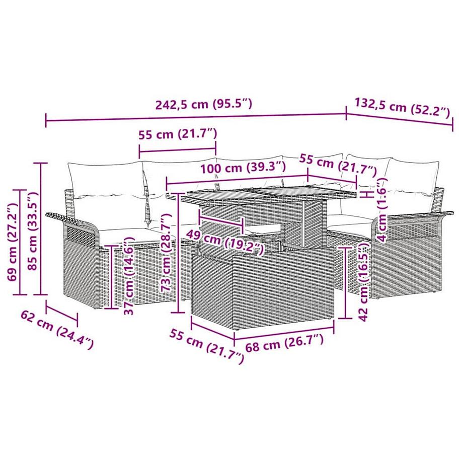 VidaXL Gartenmöbel set poly-rattan  
