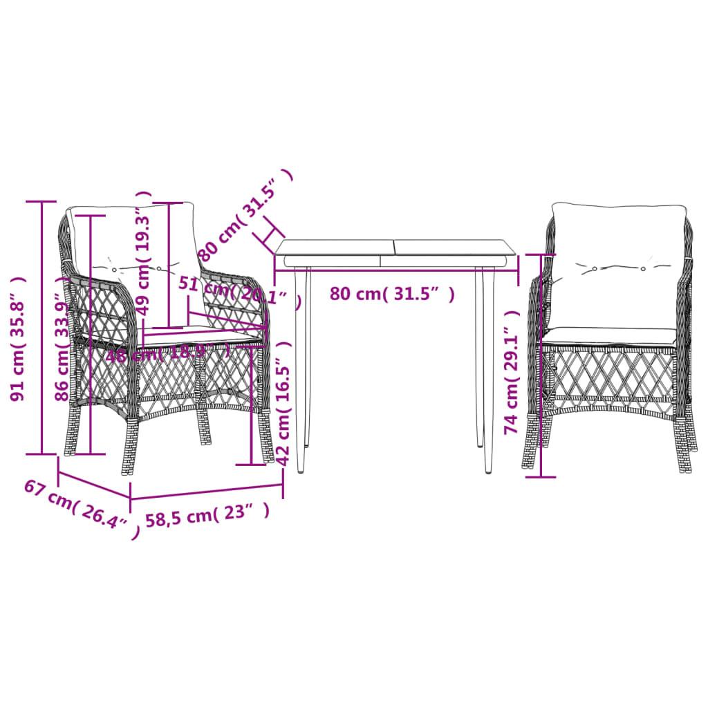 VidaXL Bistro set poly-rattan  
