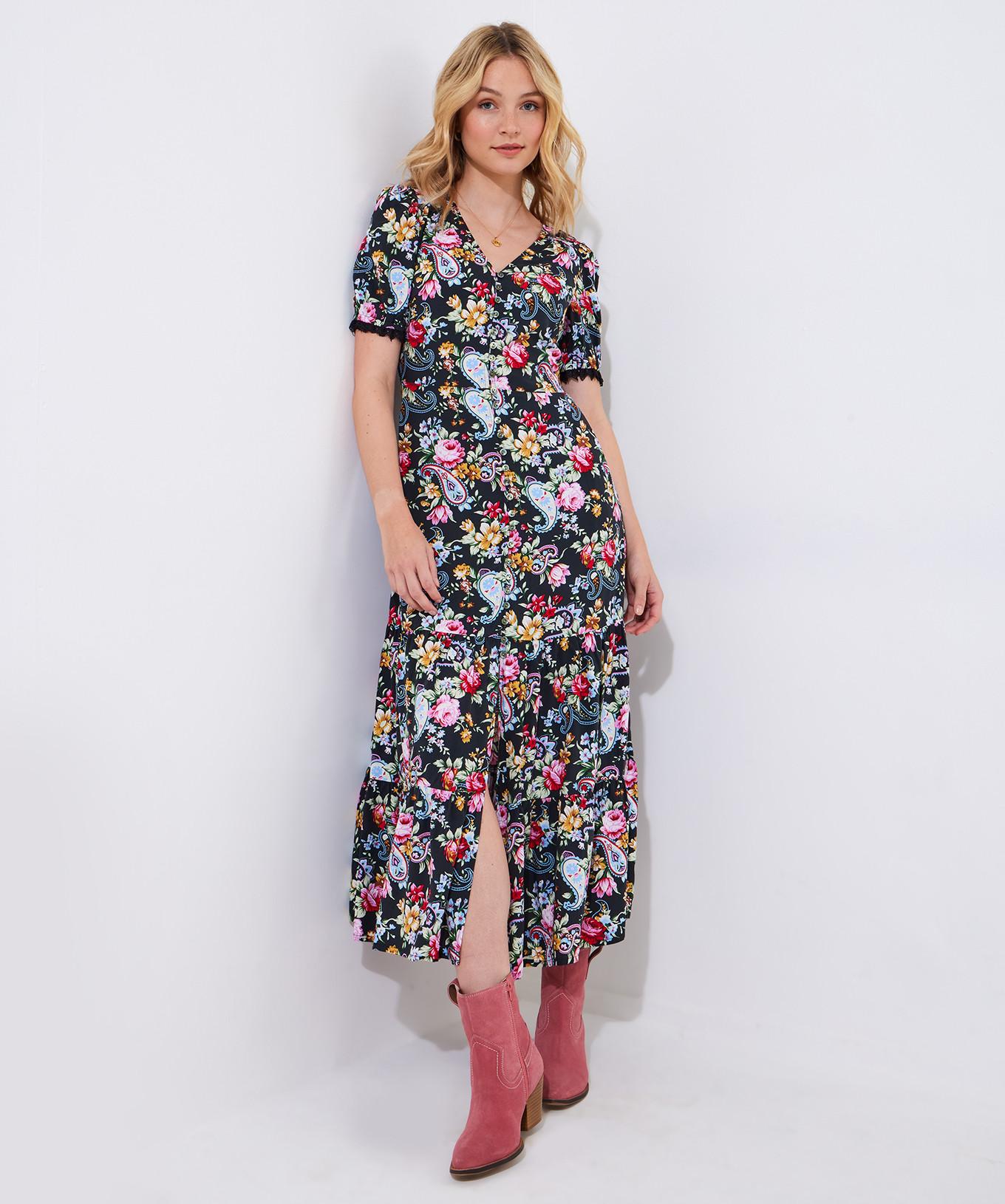 Joe Browns  Florales Maxikleid mit Spitzenbesatz 