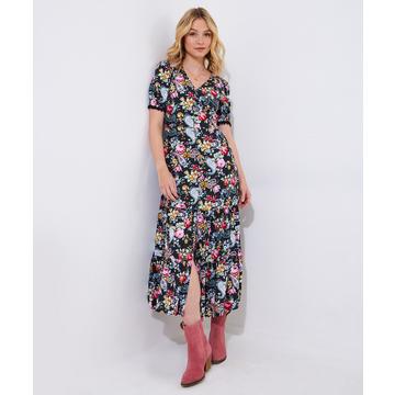 Florales Maxikleid mit Spitzenbesatz