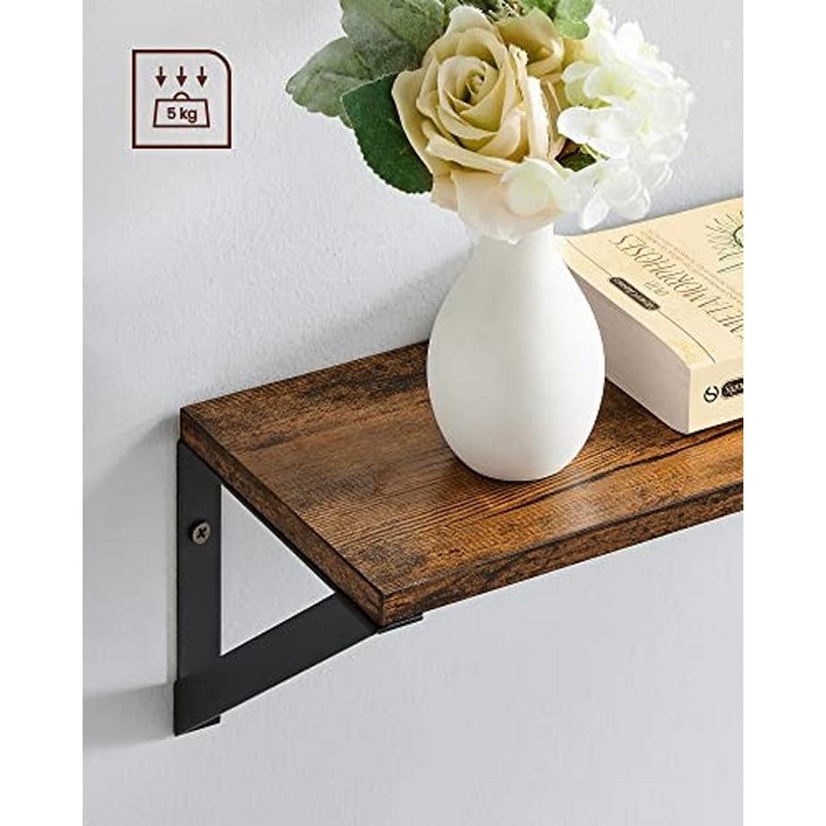 Pricenet Rustikale schwebende Wandregale in Braun und Schwarz, 3er-Set  