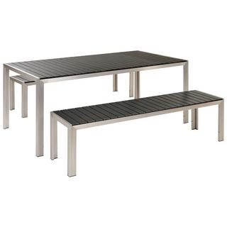 Beliani Salle à manger de jardin avec bancs en Bois synthétique Industriel NARDO  