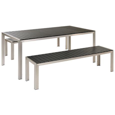 Beliani Salle à manger de jardin avec bancs en Bois synthétique Industriel NARDO  