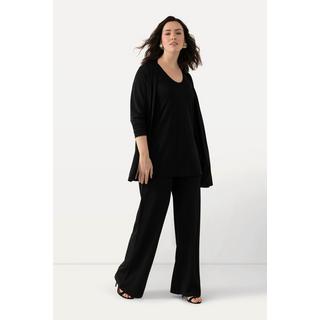 Ulla Popken  Pantalon slinky. Maille piquée. Jambe large, taille élastique. 