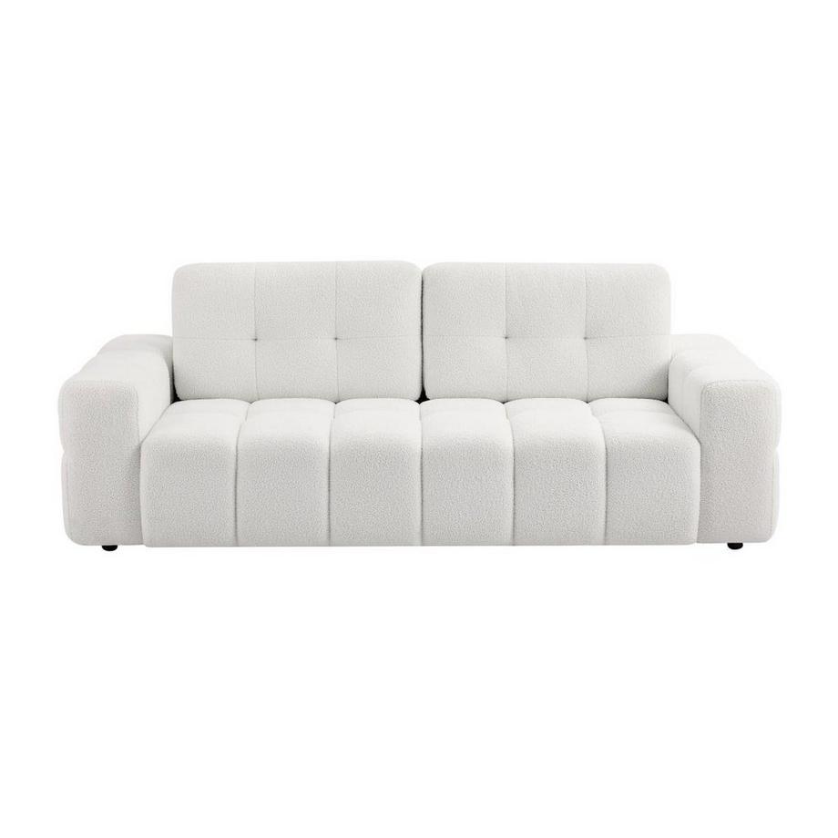 Vente-unique Canapé 3 places en tissu bouclette blanc SOPELANA  